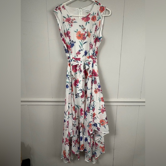 Calvin Klein Floral Midi Dress - White and Pink Floral - Picture 5 of 13